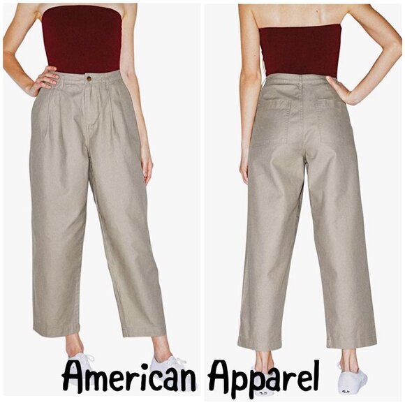 American Apparel Women's Twill Pleated Pant. Khaki.  Size 27 - Picture 1 of 9